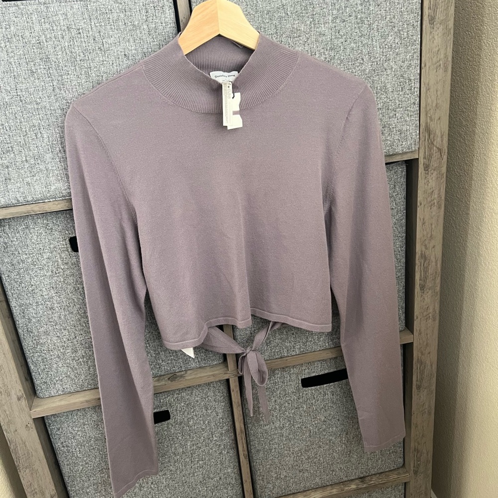 Sunday Best Purple Crop Tie Front Blouse